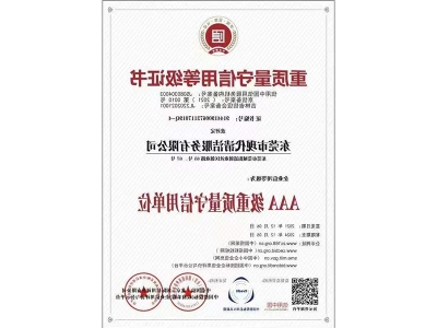 重质量守信用等级证书